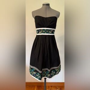 Teeze Me Black and White Strapless Embellished Cocktail Dress